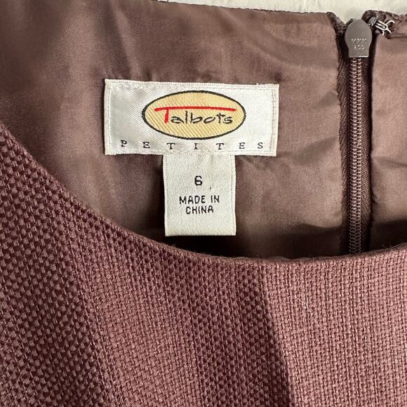 Vintage Talbots Silk Brown Dress Polka Dot Bow Preppy Fall Derby Party Twee Prep - Picture 3 of 6